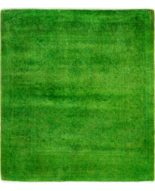 Contemporary Overdyed Wool Hand Knotted Green Area Rug 3' 2" x 3' 7"