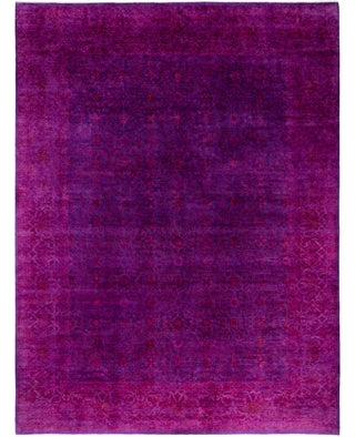 Contemporary Overdyed Wool Hand Knotted Purple Area Rug 9' 2" x 12' 4"