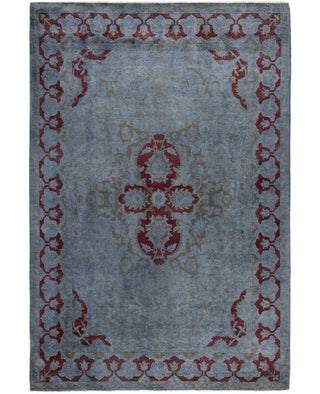 Overdyed One-of-a-Kind Wool Gray Area Rug 6' 1" x 9' 1"
