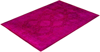Contemporary Hand-Knotted Overdyed Pink Area Rug 6' 2" x 8' 10"