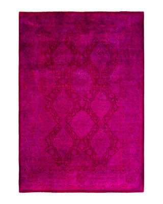 Contemporary Overyed Wool Hand Knotted Pink Area Rug 6' 2" x 8' 10"