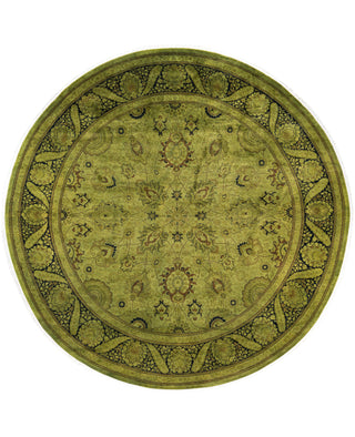 Contemporary Overdyed Wool Hand Knotted Green Round Area Rug 9' 1" x 9' 1"