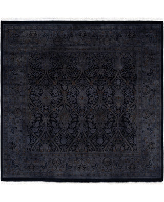 Contemporary Overdyed Wool Hand Knotted Black Round Area Rug 6' 2" x 6' 3"