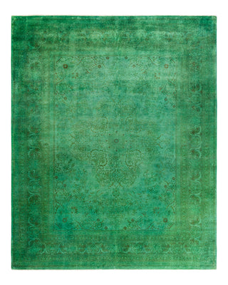 Contemporary Overyed Wool Hand Knotted Green Area Rug 8' 1" x 9' 10"