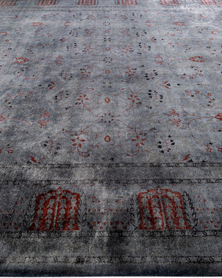 Contemporary Hand-Knotted Overdyed Gray Area Rug 9' 2" x 11' 9"