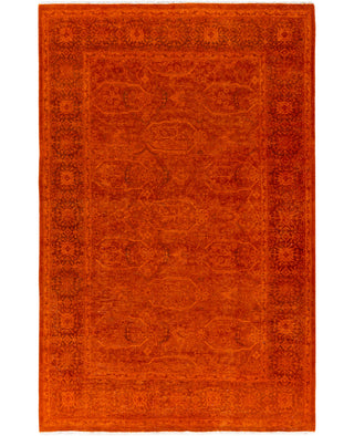 Contemporary Overdyed Wool Hand Knotted Orange Area Rug 4' 0" x 6' 3"