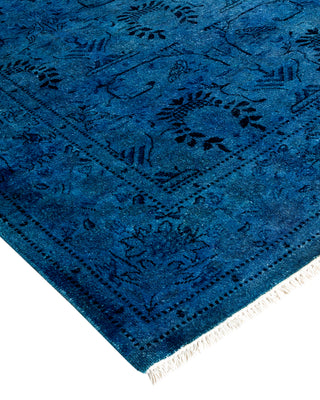 Modern Overdyed Hand Knotted Wool Blue Area Rug 4' 2" x 5' 10"