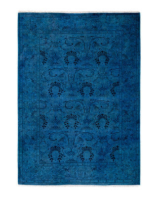 Contemporary Fine Vibrance Blue Wool Area Rug 4' 2" x 5' 10"