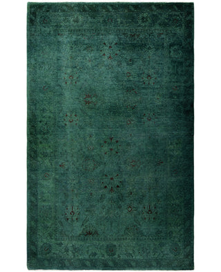 Contemporary Overdyed Wool Hand Knotted Green Area Rug 4' 1" x 6' 7"