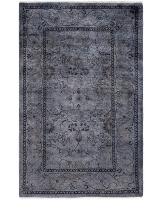 Contemporary Overdyed Wool Hand Knotted Gray Runner 2' 8" x 4' 2"