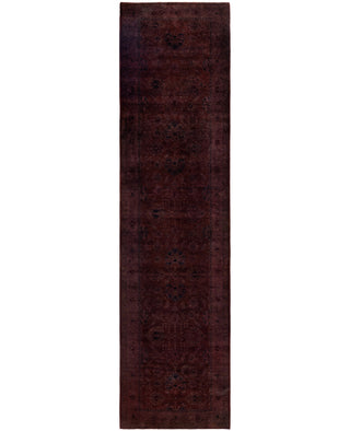 Contemporary Overdyed Wool Hand Knotted Brown Runner 3' 2" x 12' 8"