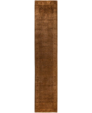 Contemporary Overdyed Wool Hand Knotted Brown Runner 3' 1" x 15' 5"