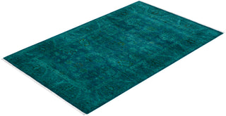 Contemporary Hand-Knotted Overdyed Blue Area Rug 3' 3" x 5' 2"