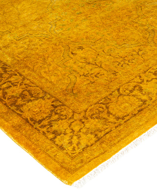 Modern Overdyed Hand Knotted Wool Yellow Area Rug 3' 2" x 4' 9"