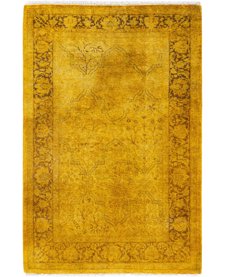 Overdyed One-of-a-Kind Wool Yellow Area Rug 3' 2" x 4' 9"