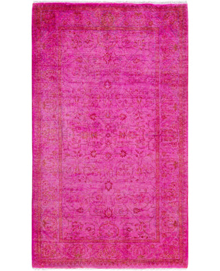 Overdyed One-of-a-Kind Wool Pink Area Rug 3' 1" x 5' 4"