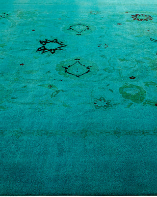 Contemporary Hand-Knotted Overdyed Blue Area Rug 9' 0" x 12' 1"