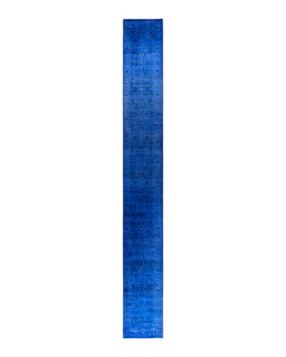 Contemporary Overyed Wool Hand Knotted Purple Runner 2' 8" x 21' 2"