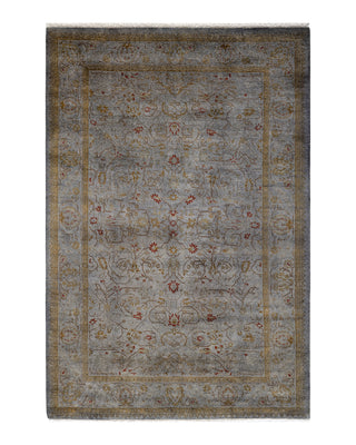 Contemporary Fine Vibrance Gray Wool Area Rug 4' 3" x 6' 4"