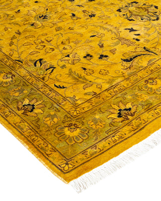 Modern Overdyed Hand Knotted Wool Yellow Area Rug 4' 1" x 6' 5"