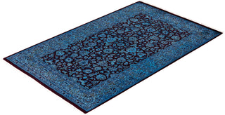 Contemporary Hand-Knotted Overdyed Blue Area Rug 3' 2" x 5' 1"