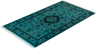 Contemporary Hand-Knotted Overdyed Blue Area Rug 3' 1" x 5' 5"
