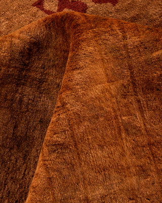 Contemporary Hand-Knotted Overdyed Brown Area Rug 9' 3" x 12' 3"