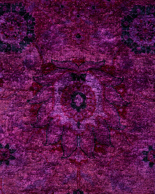 Modern Overdyed Hand Knotted Wool Purple Area Rug 4' 3" x 6' 4"