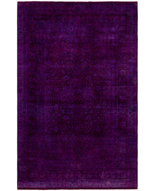 Contemporary Overdyed Wool Hand Knotted Purple Area Rug 6' 2" x 9' 3"