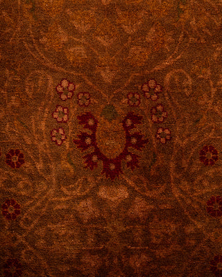 Contemporary Hand-Knotted Overdyed Brown Runner 3' 2" x 22' 4"