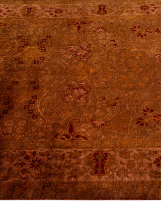 Contemporary Hand-Knotted Overdyed Brown Runner 3' 2" x 22' 4"