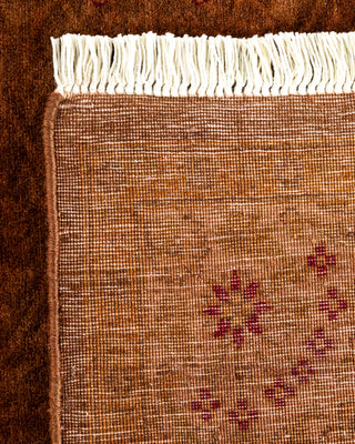 Contemporary Hand-Knotted Overdyed Brown Runner 3' 2" x 22' 4"