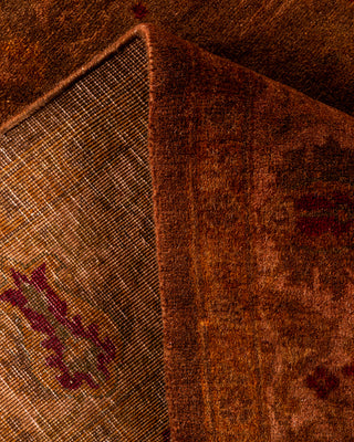 Contemporary Hand-Knotted Overdyed Brown Runner 3' 2" x 22' 4"