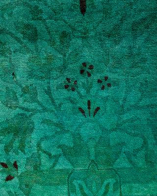 Contemporary Hand-Knotted Overdyed Green Area Rug 9' 2" x 12' 6"