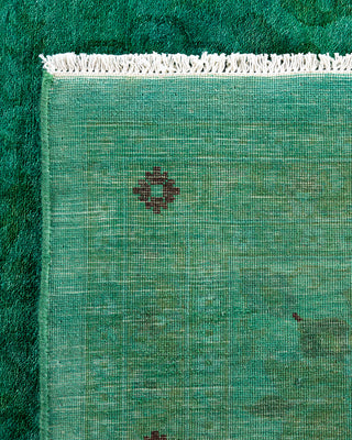 Contemporary Hand-Knotted Overdyed Green Area Rug 9' 2" x 12' 6"