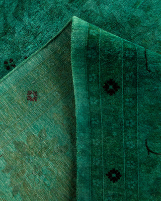 Contemporary Hand-Knotted Overdyed Green Area Rug 9' 2" x 12' 6"