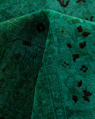 Contemporary Hand-Knotted Overdyed Green Area Rug 9' 2" x 12' 6"