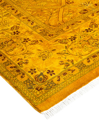 Modern Overdyed Hand Knotted Wool Yellow Square Area Rug 6' 2" x 6' 5"