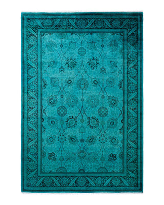 Fine Vibrance, One-of-a-Kind Hand-Knotted Area Rug - Blue, 6' 2" x 9' 0" - Solo Rugs