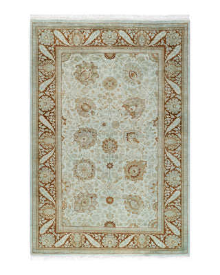 Contemporary Fine Vibrance Blue Wool Area Rug 4' 1" x 6' 0"