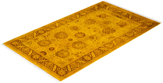 Modern Overdyed Hand Knotted Wool Yellow Area Rug 3' 0" x 5' 3"