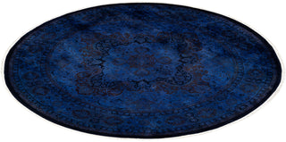 Modern Overdyed Hand Knotted Wool Purple Round Area Rug 6' 0" x 6' 0"