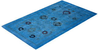 Contemporary Hand-Knotted Overdyed Blue Area Rug 2' 6" x 4' 3"