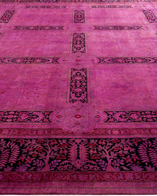Modern Overdyed Hand Knotted Wool Pink Area Rug 10' 3" x 13' 10"