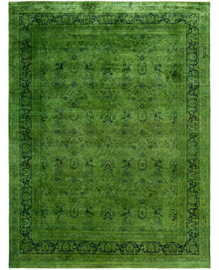 Contemporary Overdyed Wool Hand Knotted Green Area Rug 8' 3" x 10' 6"
