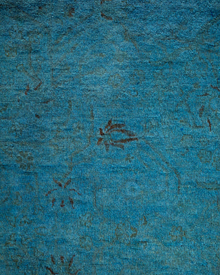 Contemporary Hand Knotted Overdyed Blue Area Rug 5' 1" x 12' 6"