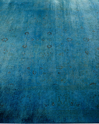 Contemporary Hand Knotted Overdyed Blue Area Rug 5' 1" x 12' 6"