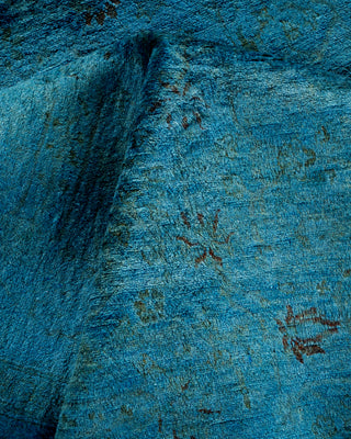 Contemporary Hand Knotted Overdyed Blue Area Rug 5' 1" x 12' 6"