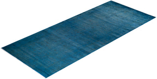 Contemporary Hand Knotted Overdyed Blue Area Rug 5' 1" x 12' 6"