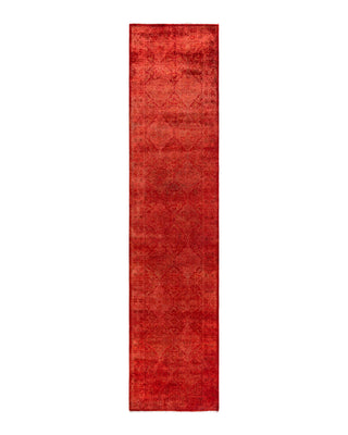 Contemporary Overyed Wool Hand Knotted Orange Runner 2' 6" x 11' 3"
